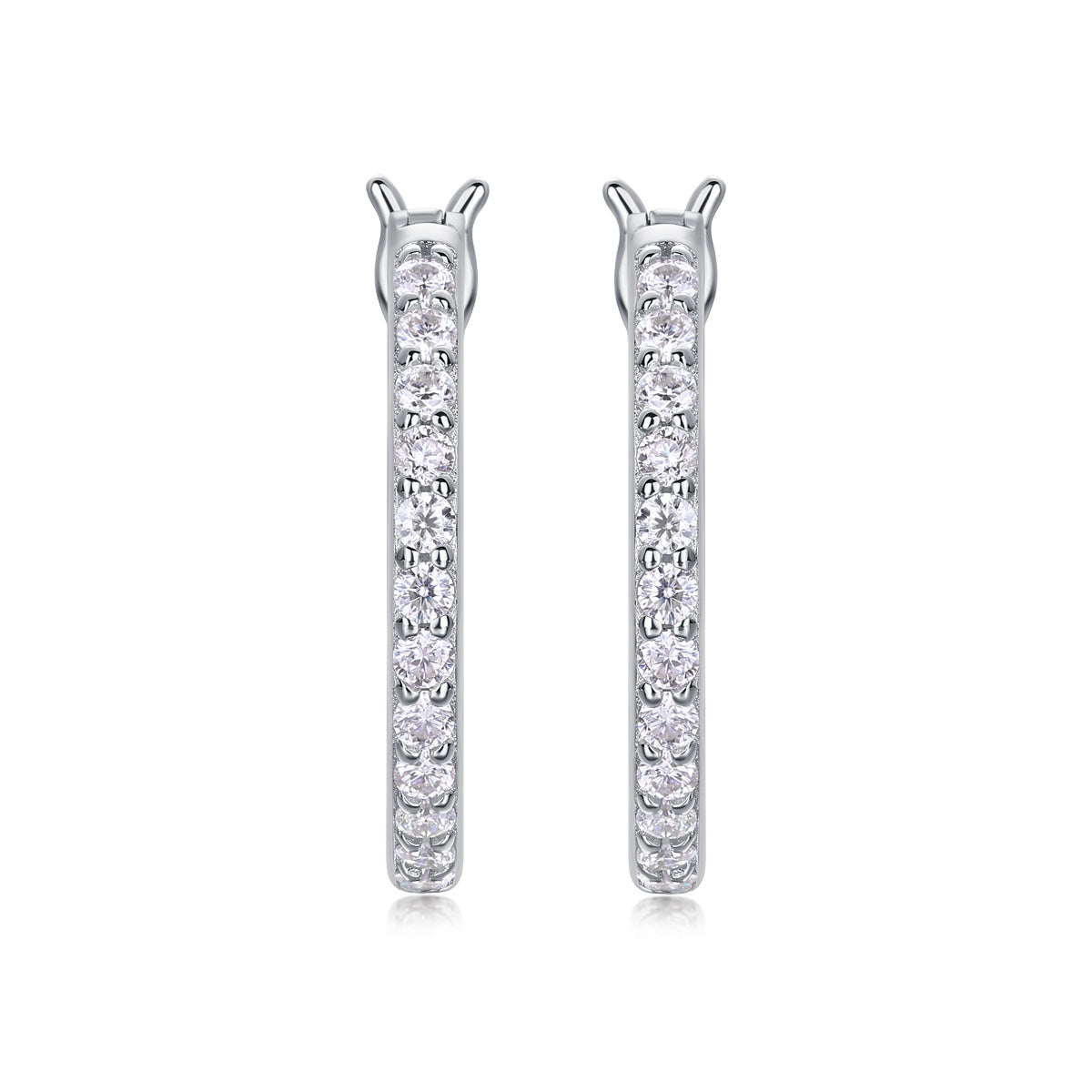 Streamer Diamond Set with Moissanite Silver Earrings