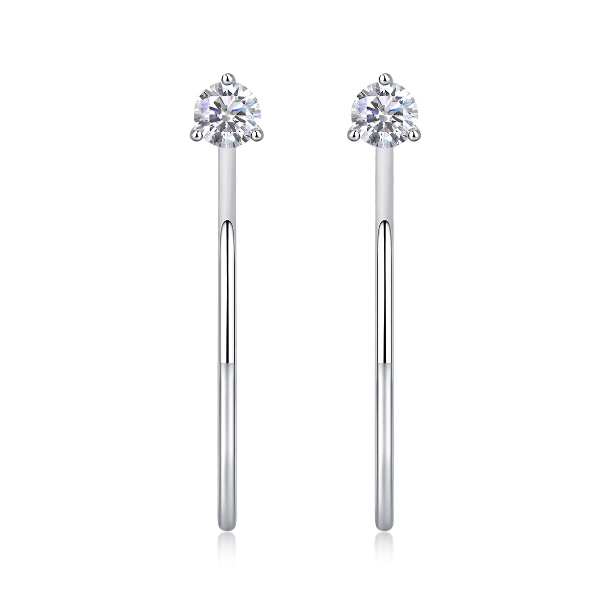 Diamond Set Moissanite Silver Earrings