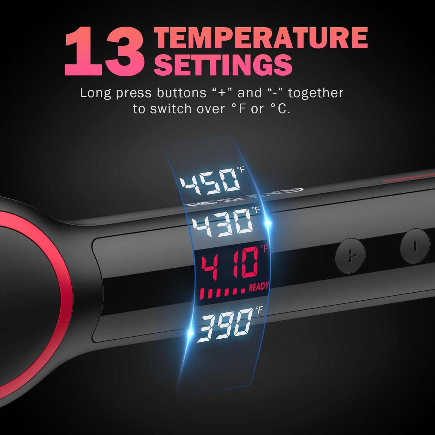 Hair Straightener Brush, One-Step Straightening Brush With 50M Negative Ions, 13 Temp Settings & LED Display