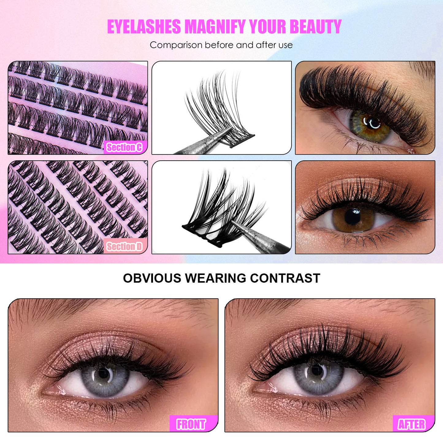 12 Rows Of 150 Segmented Lashes In Clusters