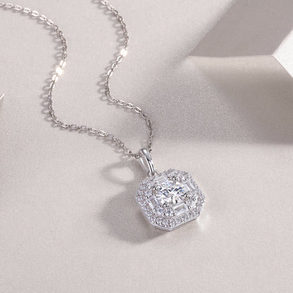 Small Square Bag Luxury Fashion Diamond Pendant Necklace Set With Mosan Diamond Silver Ornaments