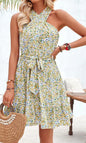 Floral Print Criss Cross Front Dress