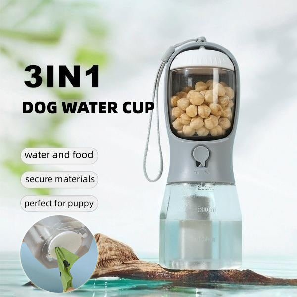 Dog water cup, drinking food, garbage bag, three-in-one multifunctional portable small cups, pet supplies