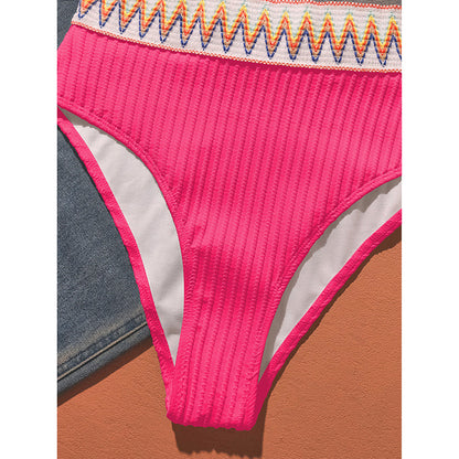 Women's Bikini Set Two Piece Swimsuits High Waisted Scoop Neck Spaghetti Adjustable Straps Textured