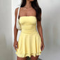 Y2K Tube-Top Short Dress Summer Sexy Pleated Tight Dresses