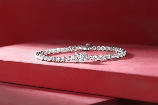 Rubik's Cube Luxury Fashion Mosan Diamond Silver Jewelry Comparable To Natural Diamond Bracelet