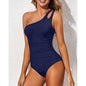 Women's Tummy Control One Piece Swimsuit, One Shoulder Full Coverage Bathing Suit