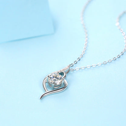 Diamond Pendant Necklace Set with Mosan Diamond Silver Ornaments