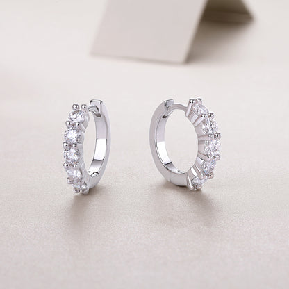 Dawn Diamond Set with Moissanite Silver Earrings