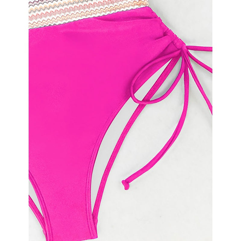 Women's High Waisted Bikini Sets Two Piece Tummy Control Swimsuit Color Block Bathing Suits