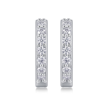 Diamond Set Moissanite Silver Earrings