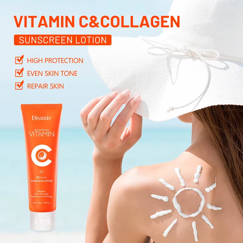 Sunscreen Cream Spf 50 Vitamin C Collagen Moisturizer Brightening Lotion Korean Skin Care
