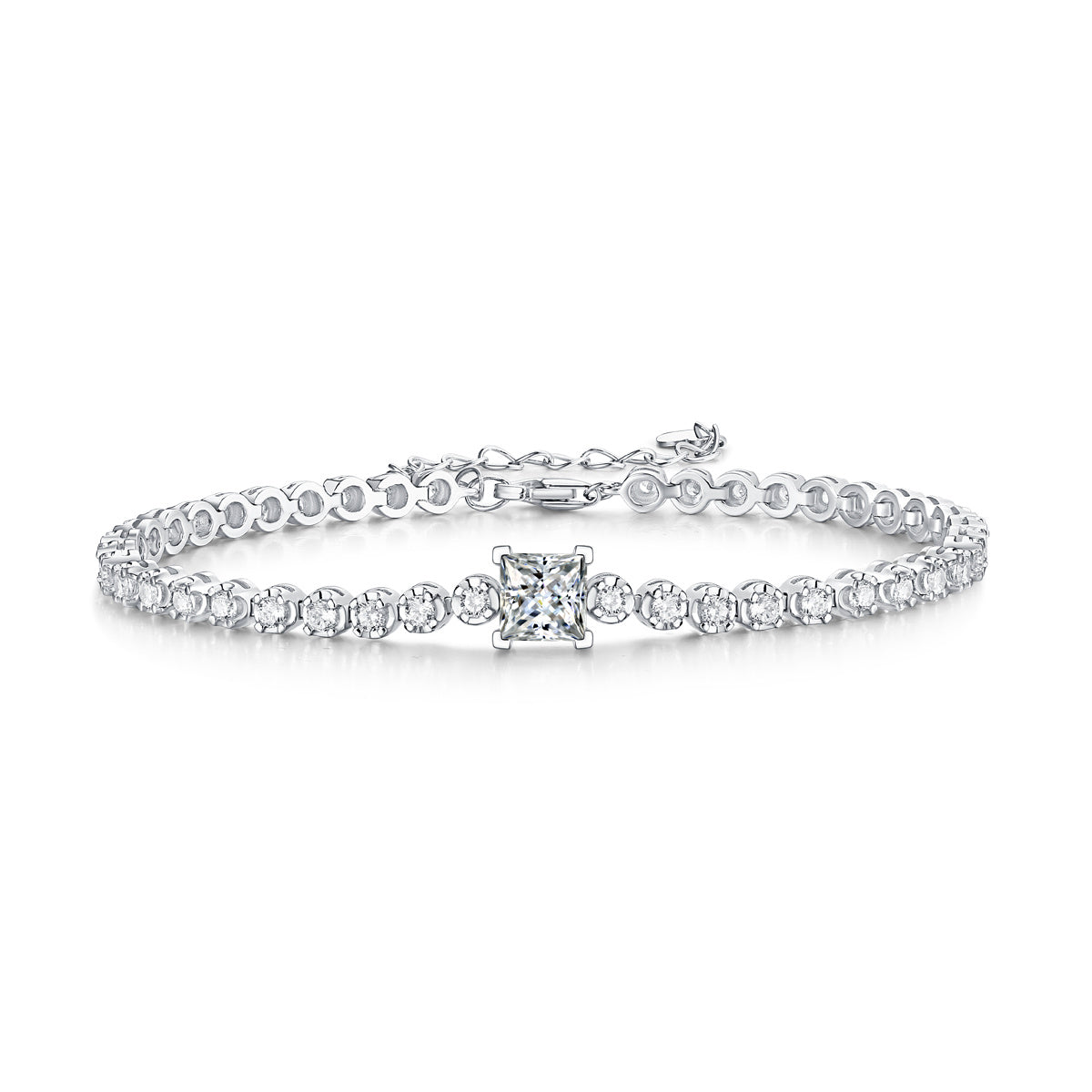 Rubik's Cube Luxury Fashion Mosan Diamond Silver Jewelry Comparable To Natural Diamond Bracelet