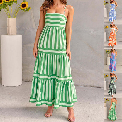 Long Dress with Pockets Fashion Square Neck Backless Dresses for Beach Vacation