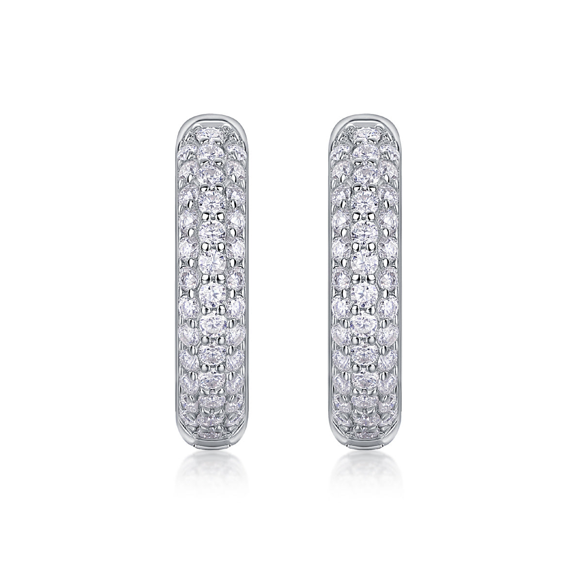 Corner Star Diamond Set Moissanite Silver Earrings