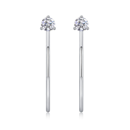 Diamond Set Moissanite Silver Earrings