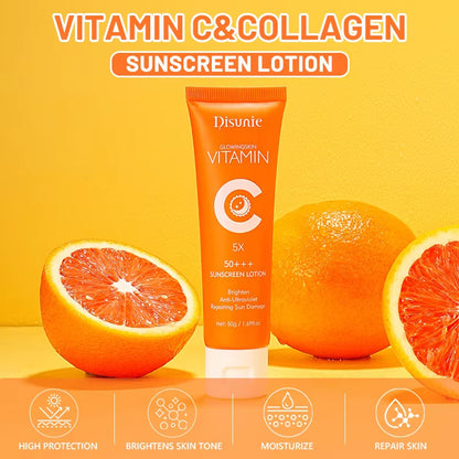 Sunscreen Cream Spf 50 Vitamin C Collagen Moisturizer Brightening Lotion Korean Skin Care