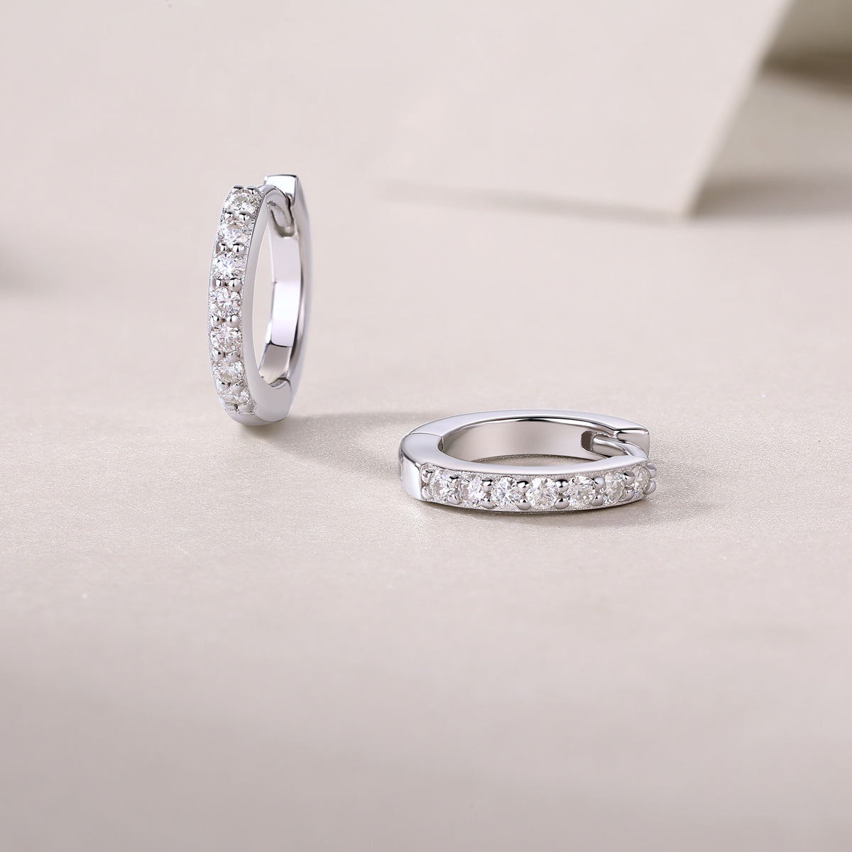 Diamond Set Moissanite Silver Earrings