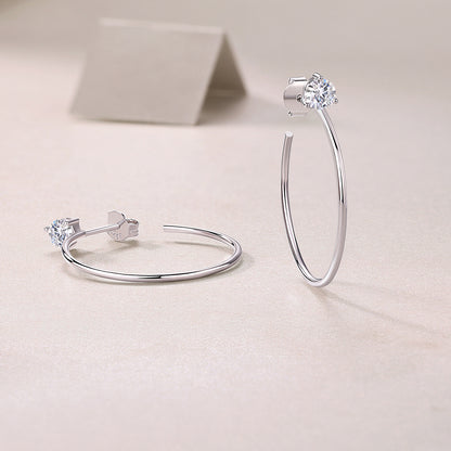 Diamond Set Moissanite Silver Earrings