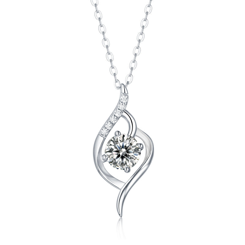 Diamond Pendant Necklace Set with Mosan Diamond Silver Ornaments