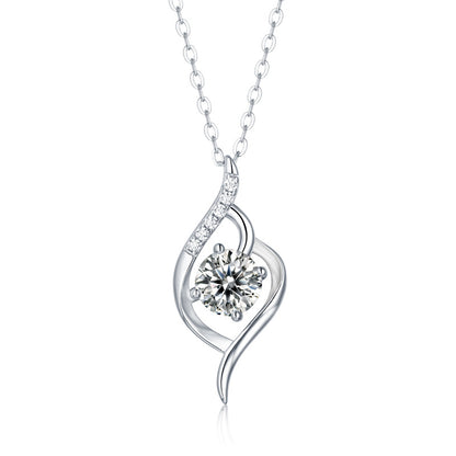 Diamond Pendant Necklace Set with Mosan Diamond Silver Ornaments