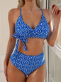 Women's Swimsuit Broken Flower Split Suit Bikini - Royal Blue
