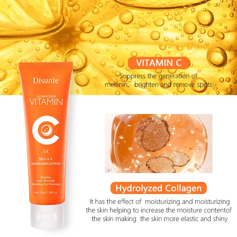 Sunscreen Cream Spf 50 Vitamin C Collagen Moisturizer Brightening Lotion Korean Skin Care