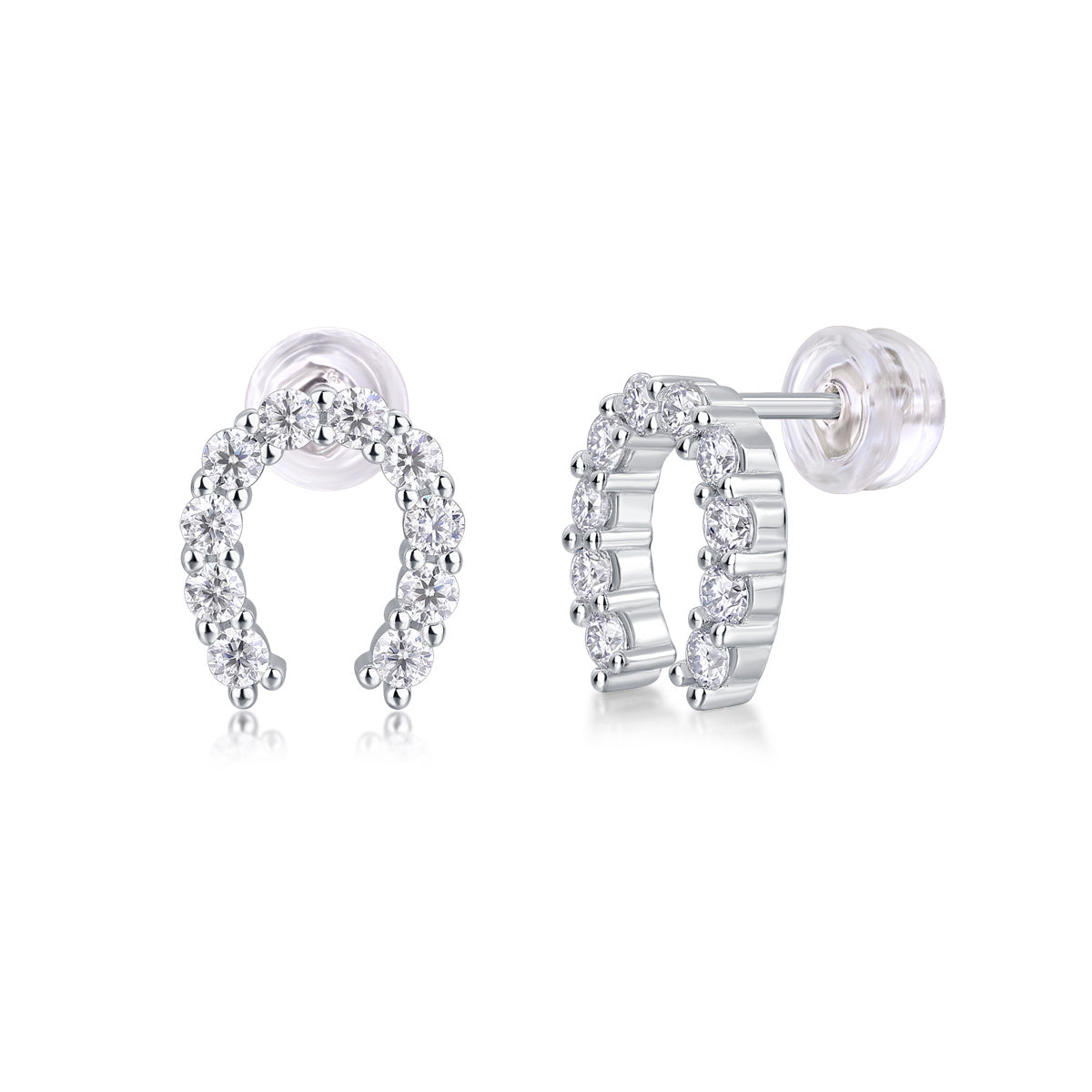 Keep Happiness Diamond Set Moissanite Silver Earrings