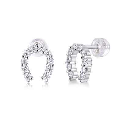 Keep Happiness Diamond Set Moissanite Silver Earrings