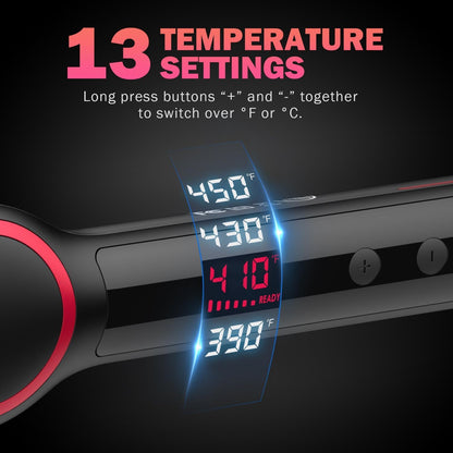 Hair Straightener Brush, One-Step Straightening Brush With 50M Negative Ions, 13 Temp Settings & LED Display
