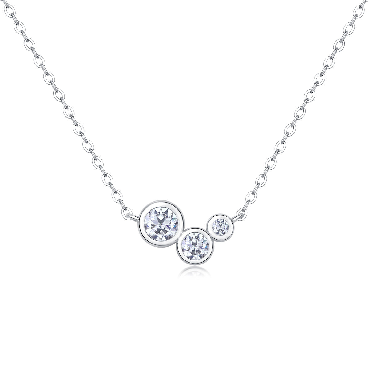 White Dew Luxury Fashion Diamond Pendant Necklace Set With Mosan Diamond Silver Ornaments