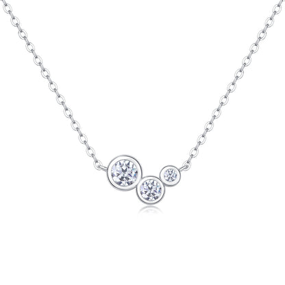White Dew Luxury Fashion Diamond Pendant Necklace Set With Mosan Diamond Silver Ornaments