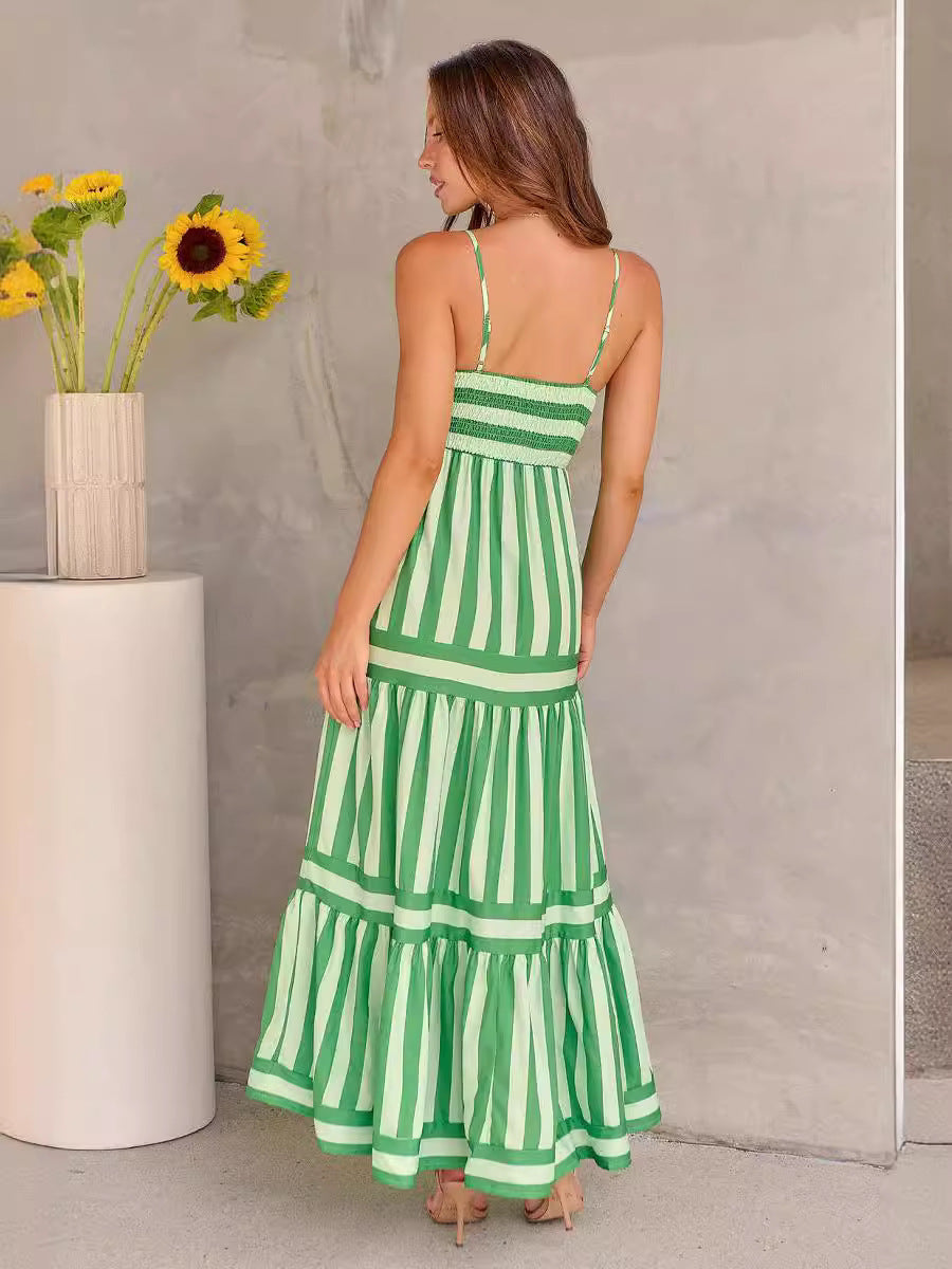 Long Dress with Pockets Fashion Square Neck Backless Dresses for Beach Vacation