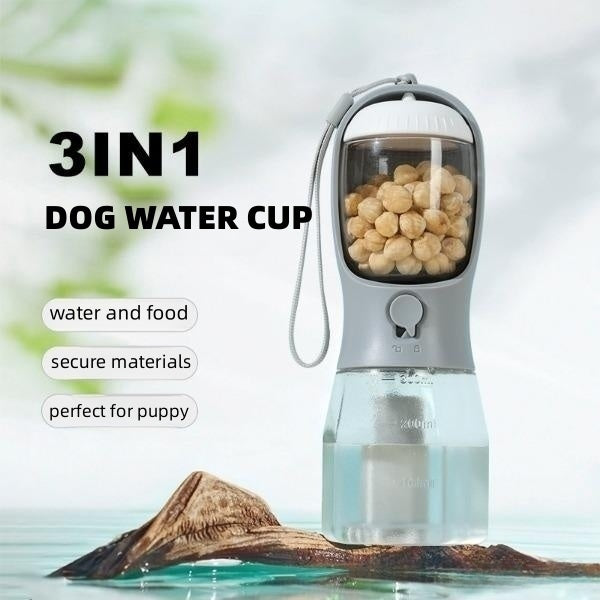 Dog water cup, drinking food, garbage bag, three-in-one multifunctional portable small cups, pet supplies