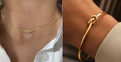 Stainless Steel Chain Necklace Hand Knotted Bracelet