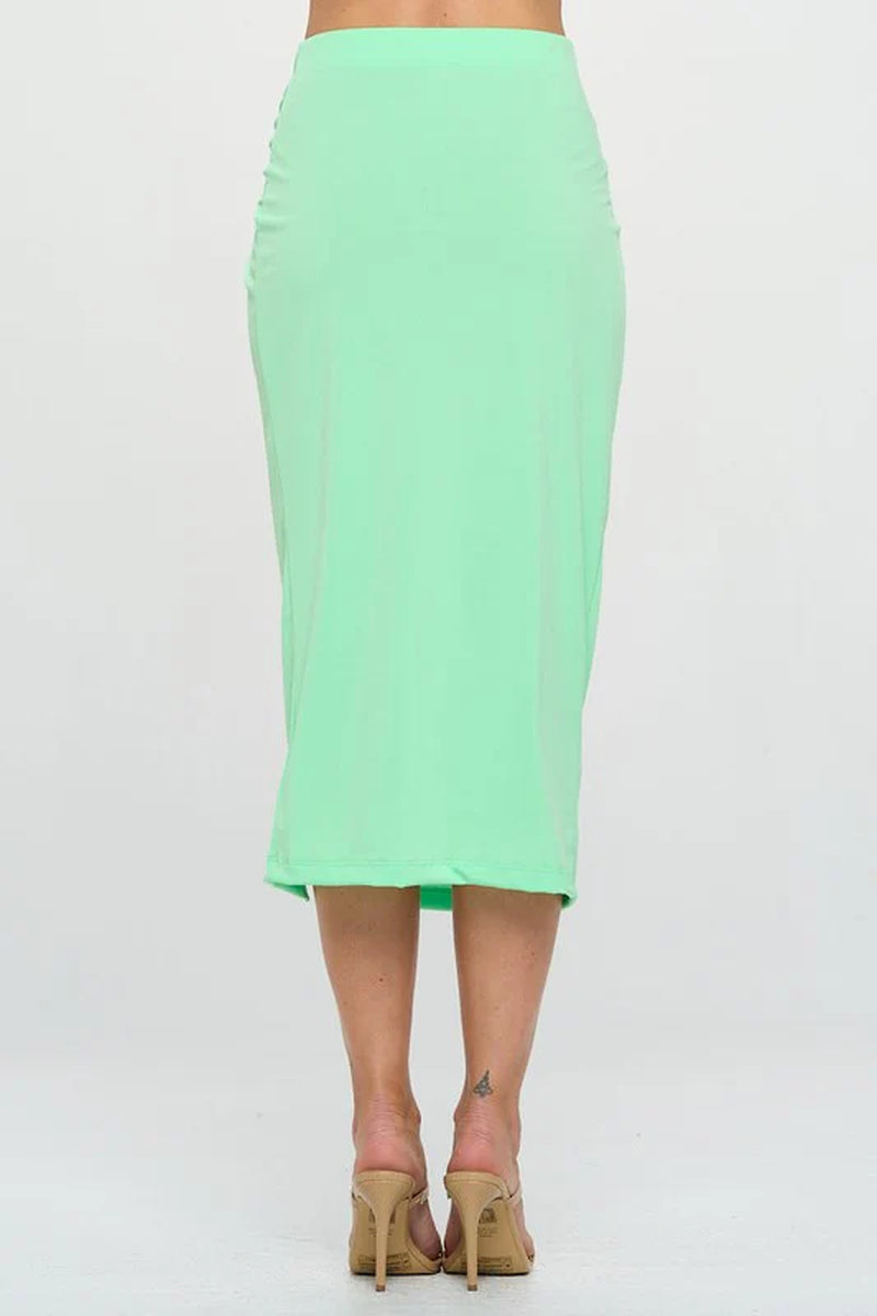 Made in USA Midi Skirt with Front Knot and Slit