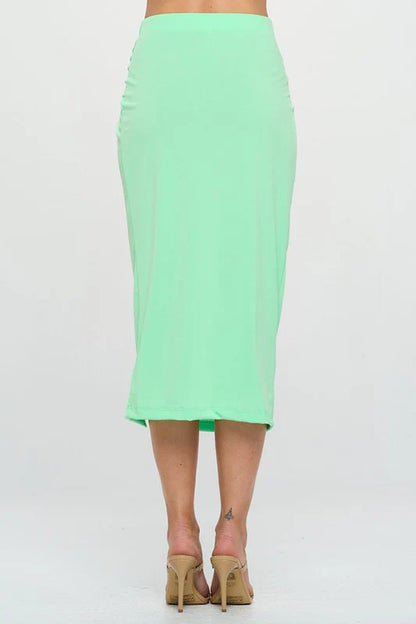 Made in USA Midi Skirt with Front Knot and Slit