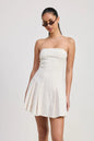 STRAPLESS MINI RUFFLE DRESS