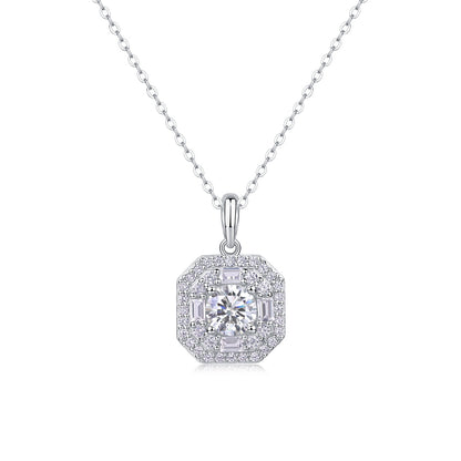Small Square Bag Luxury Fashion Diamond Pendant Necklace Set With Mosan Diamond Silver Ornaments