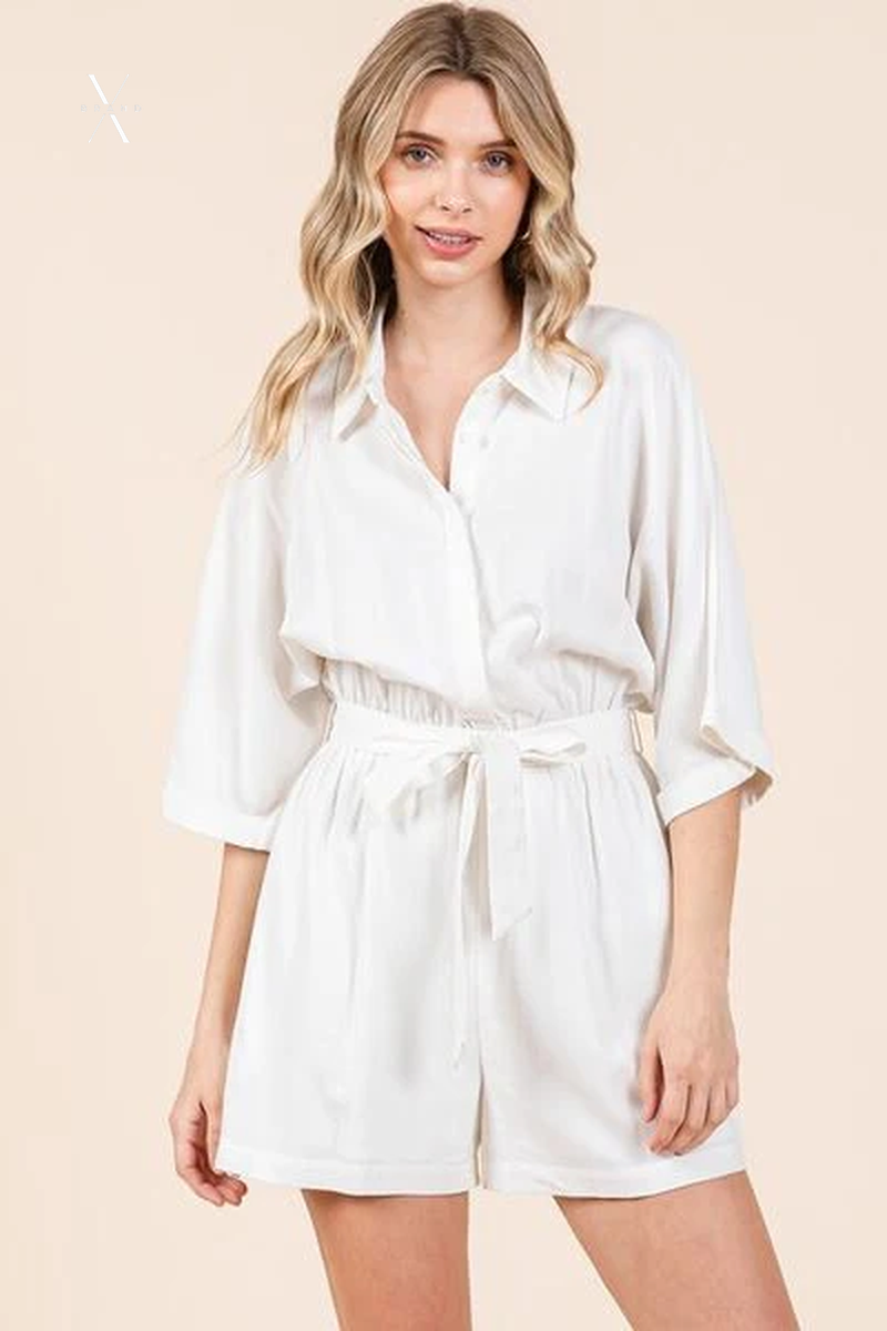 Mittoshop Tie Waist Half Sleeve Romper