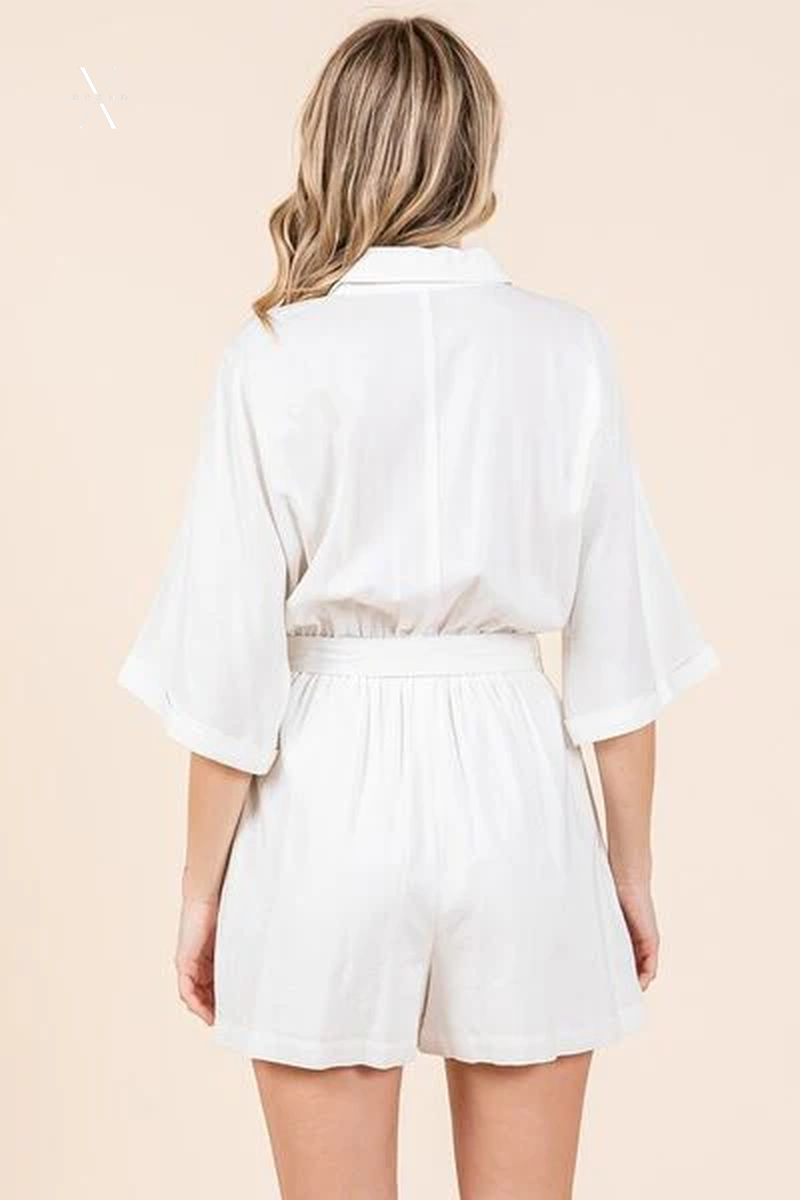 Mittoshop Tie Waist Half Sleeve Romper