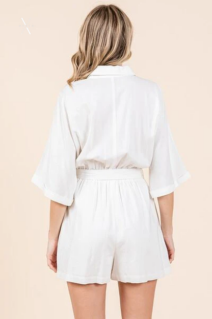 Mittoshop Tie Waist Half Sleeve Romper